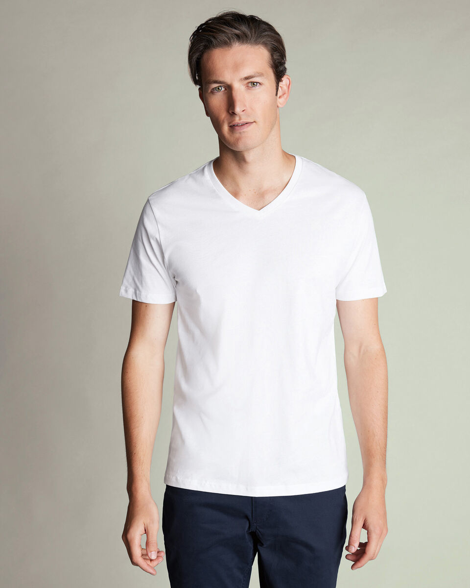 2 Pack V-Neck Cotton Undershirt - White Secondary image