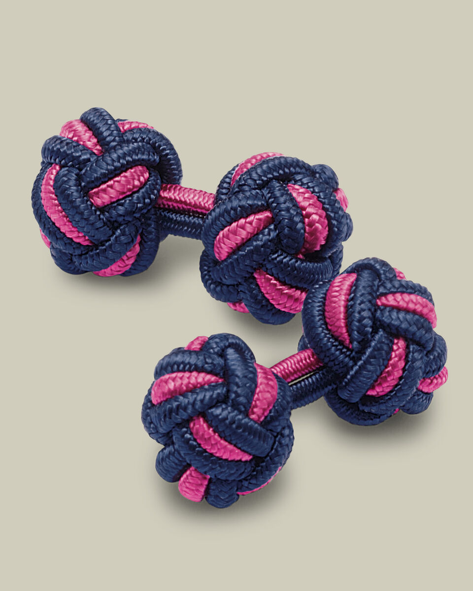 Knot Cufflinks - Indigo Blue & Bright Pink Main image