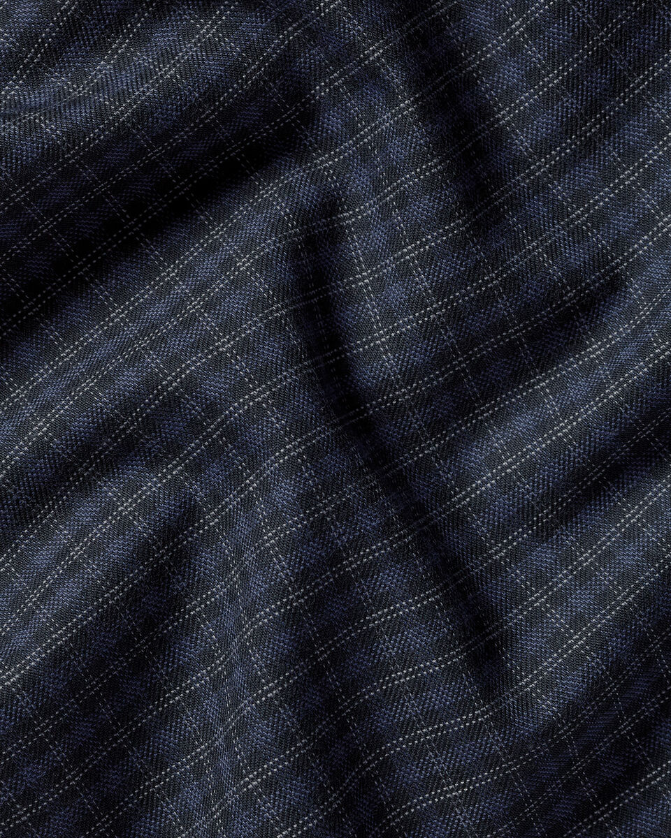 Brushed Cotton Twill Check Shirt - Dark Gray
