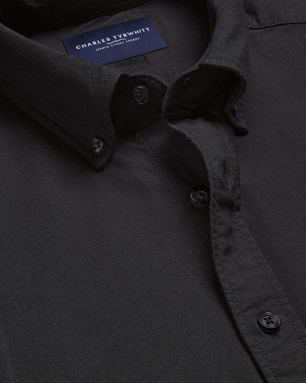 Stretch Washed Oxford Shirt - Black