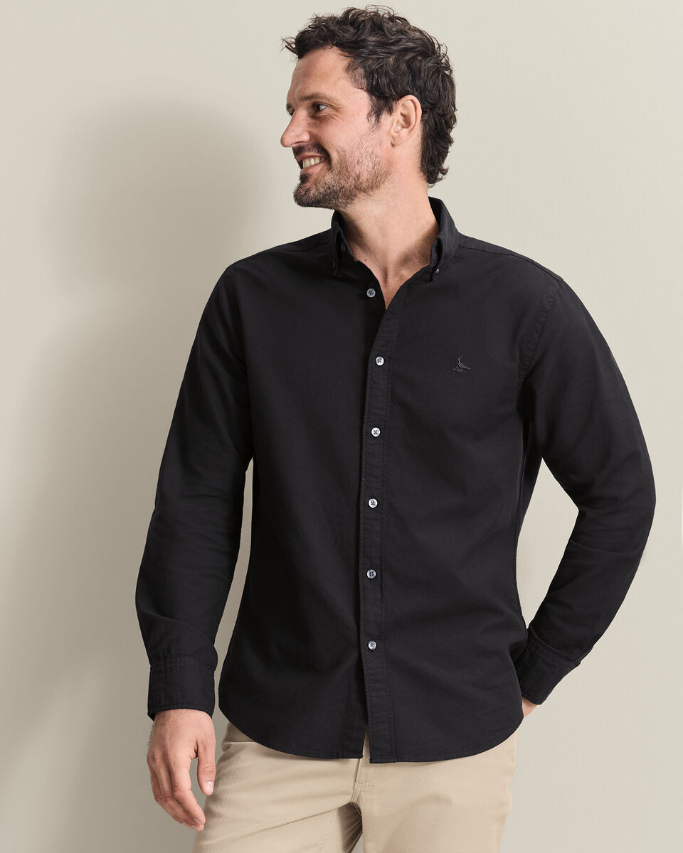 Stretch Washed Oxford Shirt - Black Main image