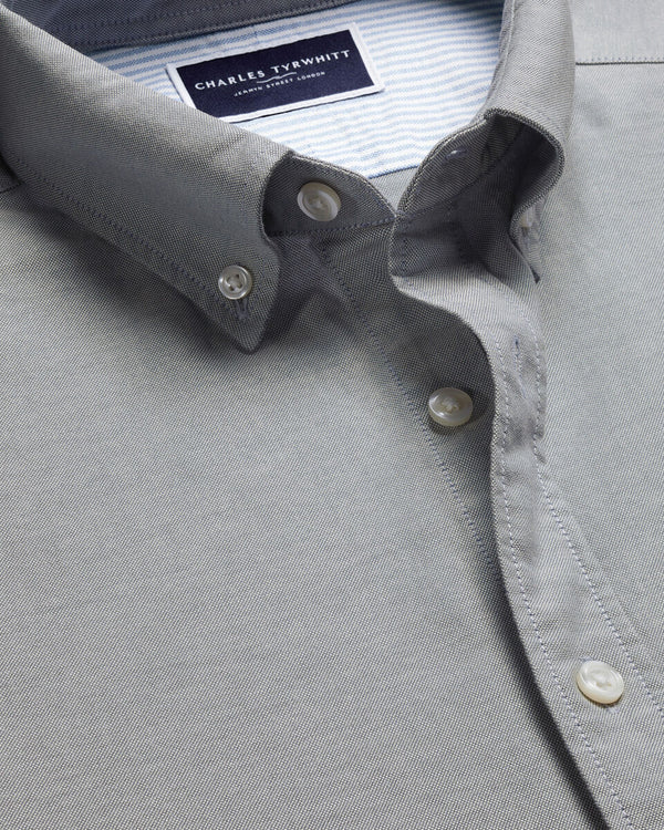 Button-Down Stretch Washed Oxford Shirt – Gray