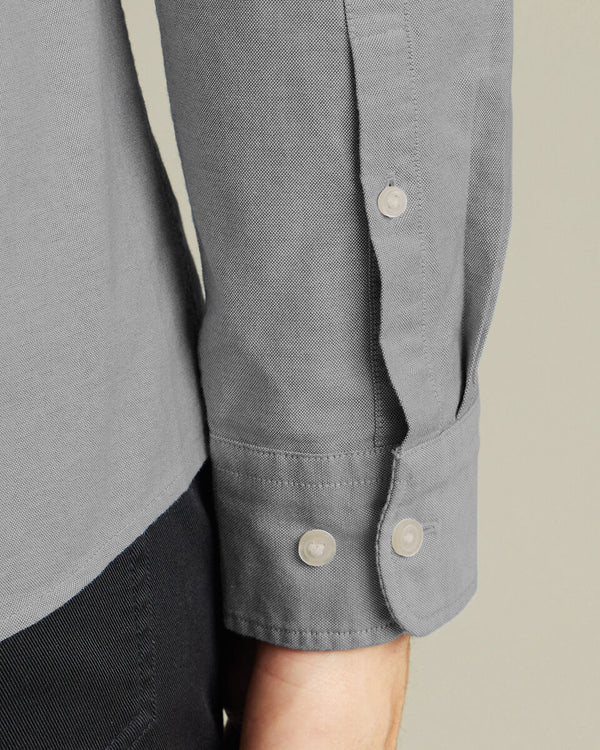 Button-Down Stretch Washed Oxford Shirt – Gray