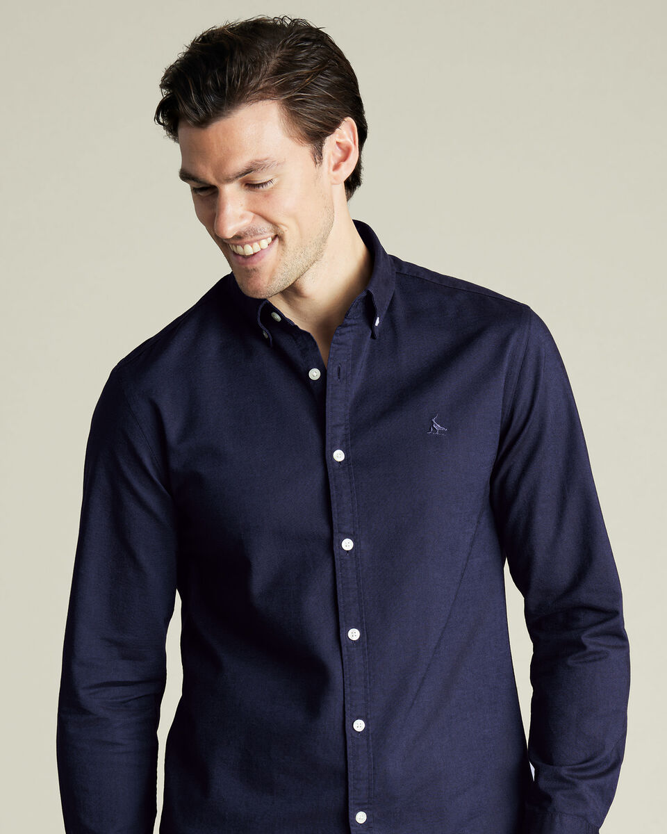 Stretch Washed Oxford Shirt - Ink Blue Main image