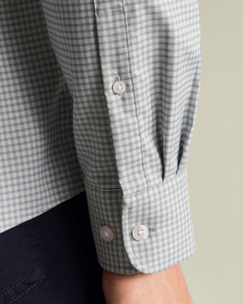 Twill Gingham Shirt - Light Gray