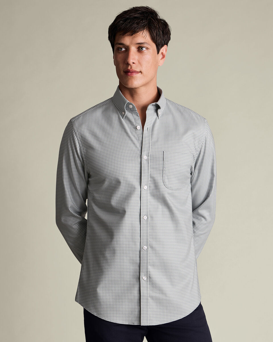 Twill Gingham Shirt - Light Gray Main image