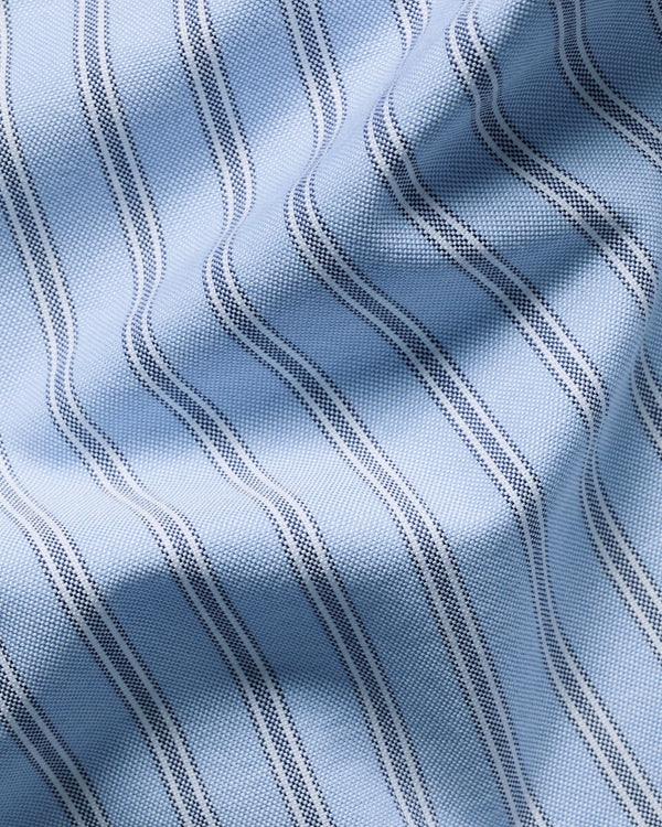 Button-Down Stretch Washed Oxford Stripe Shirt – Blue