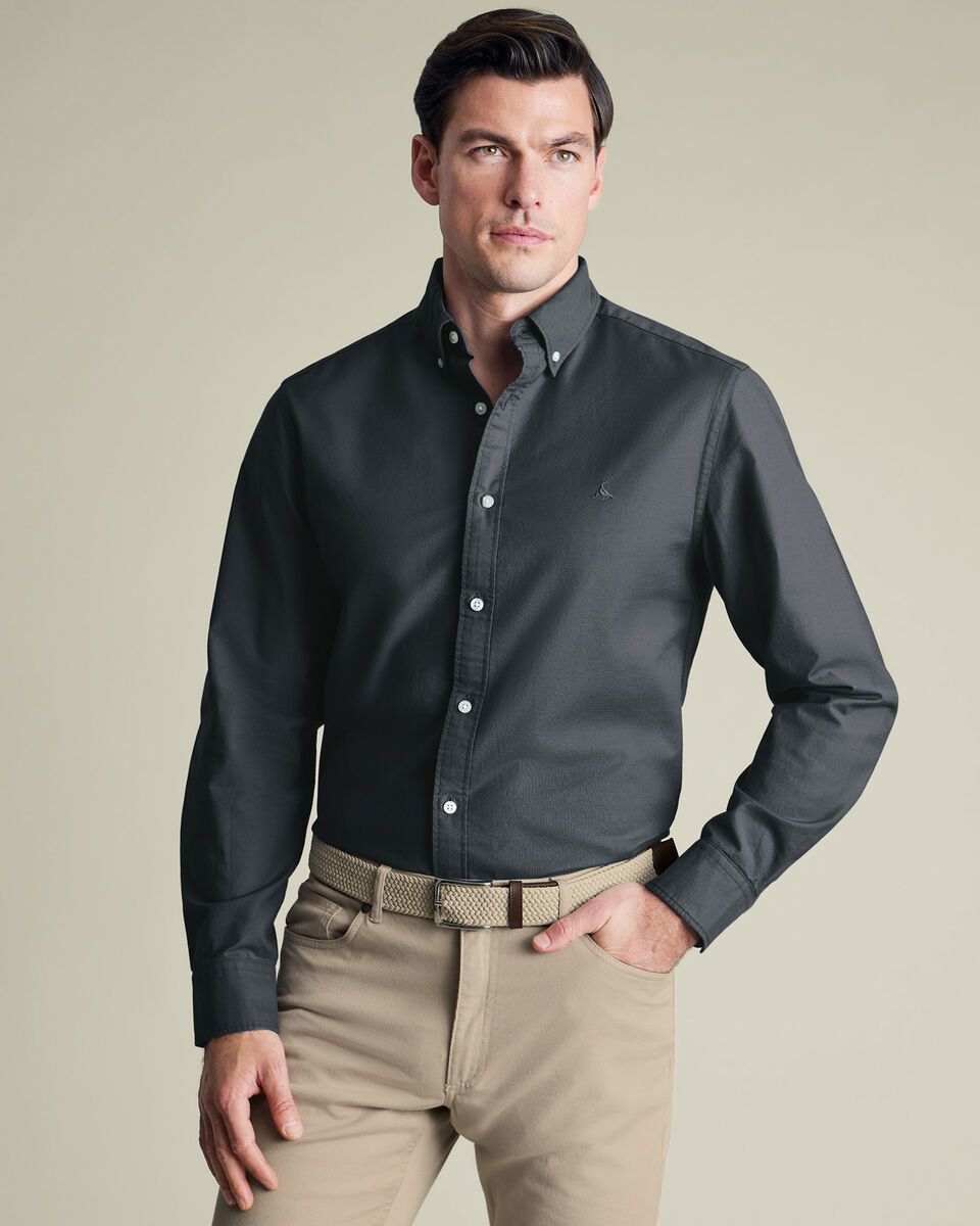 Button-Down Stretch Washed Oxford Shirt – Slate Gray