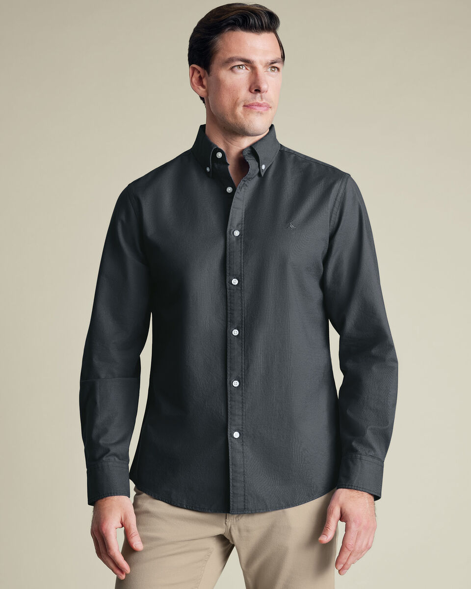 Button-Down Stretch Washed Oxford Shirt – Slate Gray