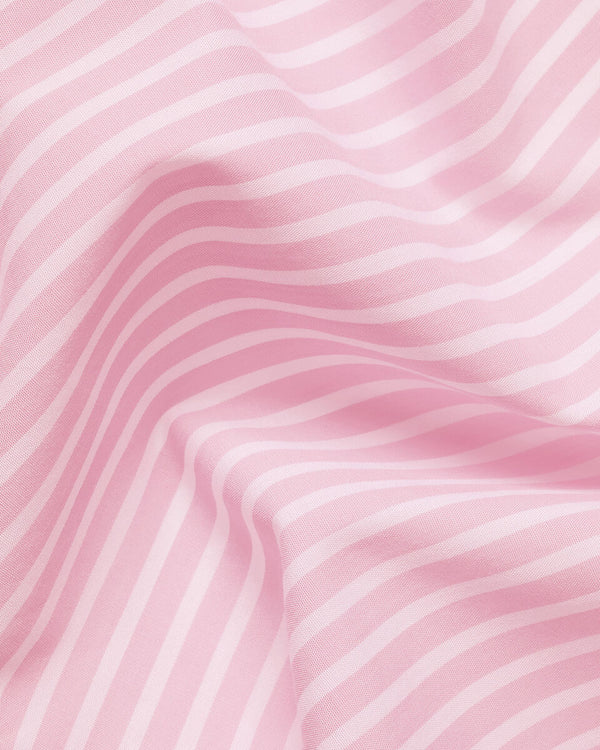 Button-Down Stretch Washed Poplin Stripe Shirt – Pink