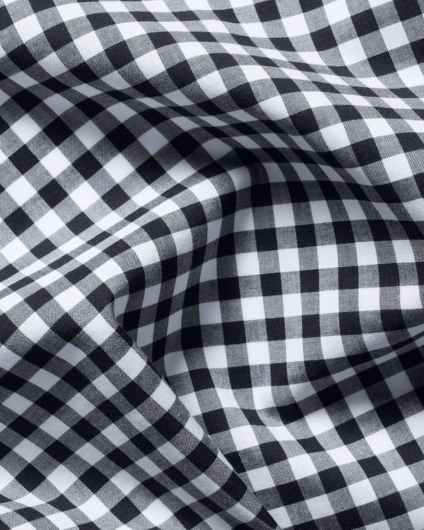 Button-Down Stretch Washed Poplin Gingham Shirt – Dark Navy