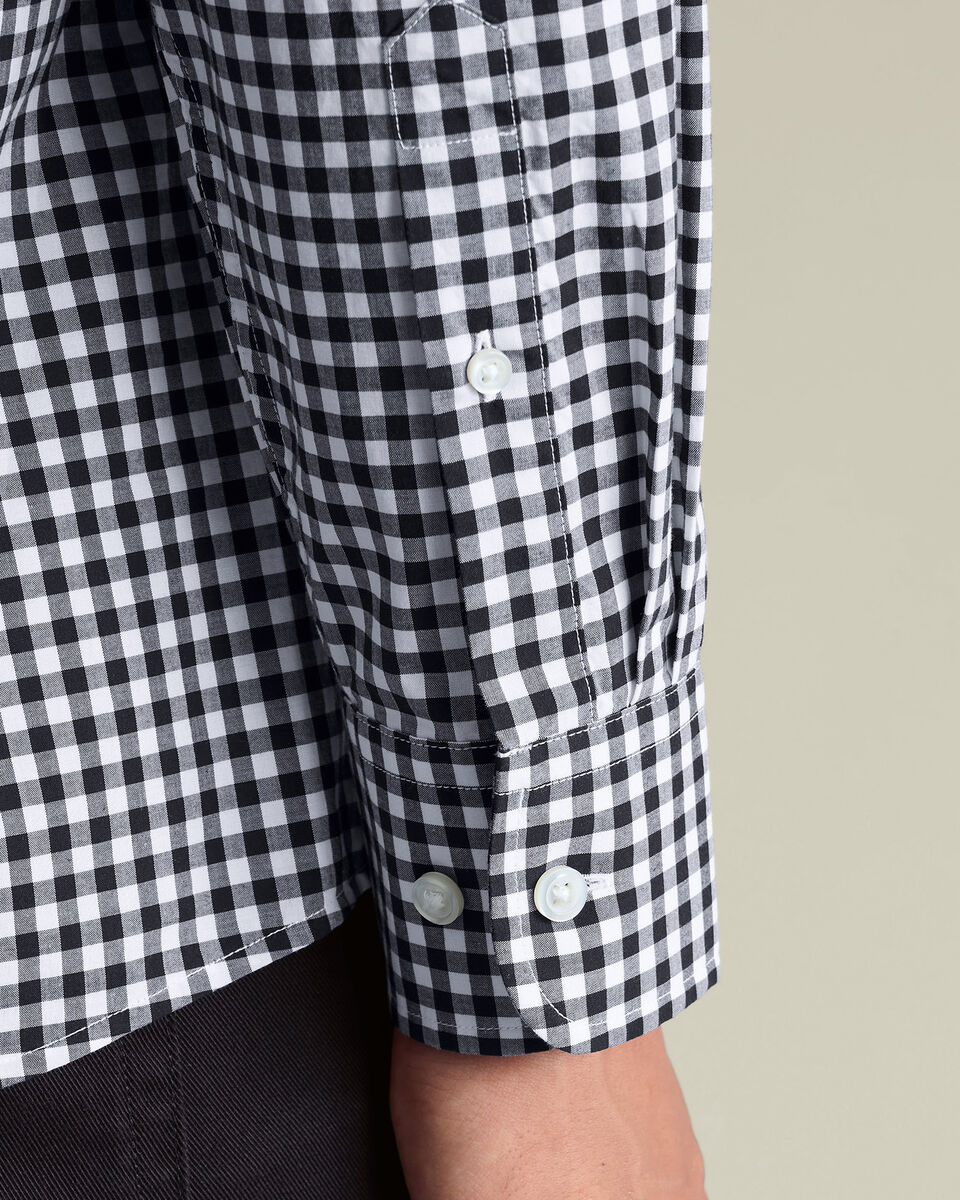Button-Down Stretch Washed Poplin Gingham Shirt – Dark Navy