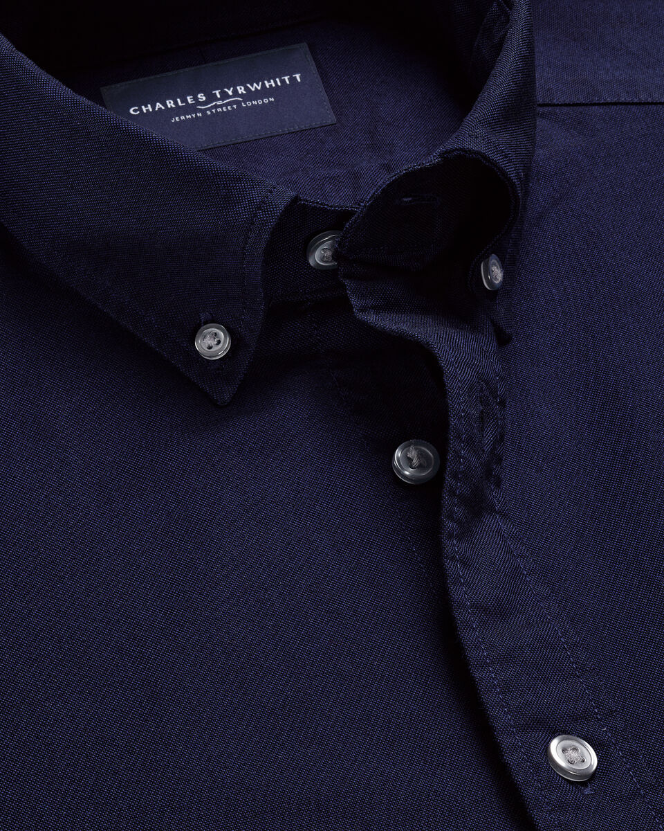 Stretch Washed Oxford Shirt - Dark Blue