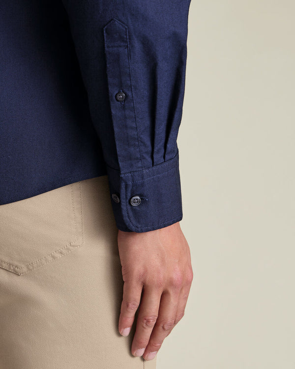 Stretch Washed Oxford Shirt - Dark Blue