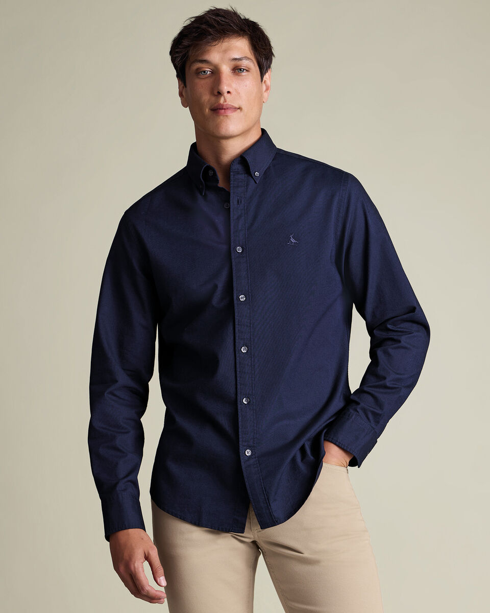Stretch Washed Oxford Shirt - Dark Blue Main image