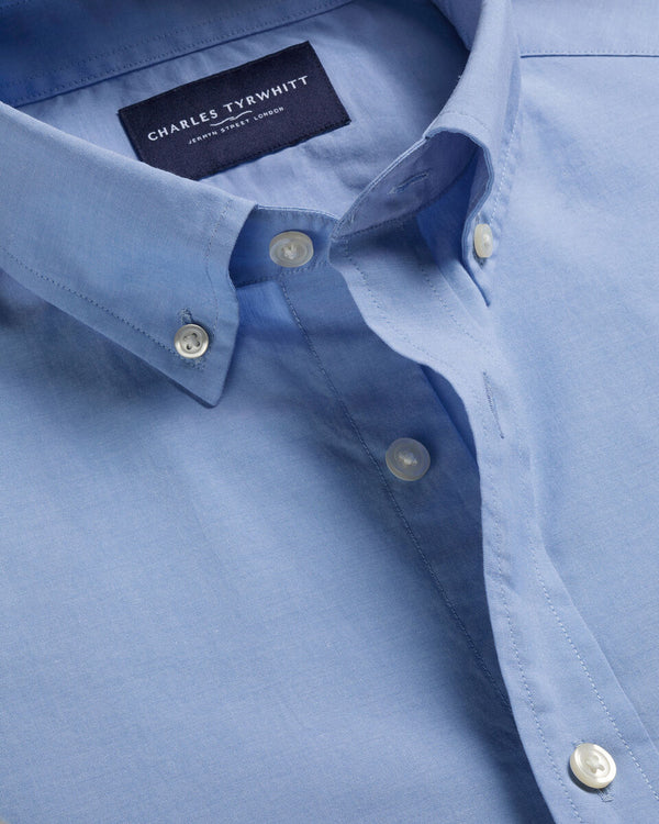 Button-Down Stretch Washed Poplin Shirt - Cornflower Blue