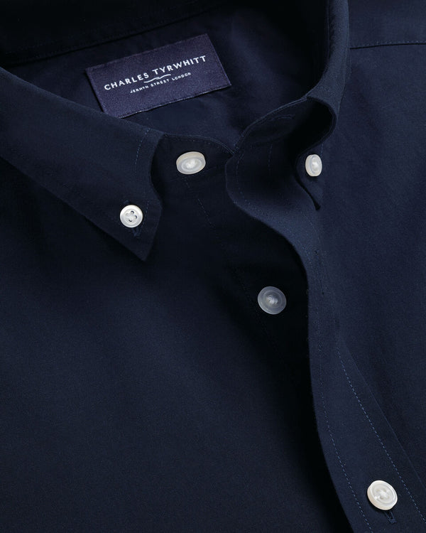 Button-Down Stretch Washed Poplin Shirt – Dark Blue