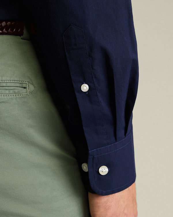 Button-Down Stretch Washed Poplin Shirt – Dark Blue