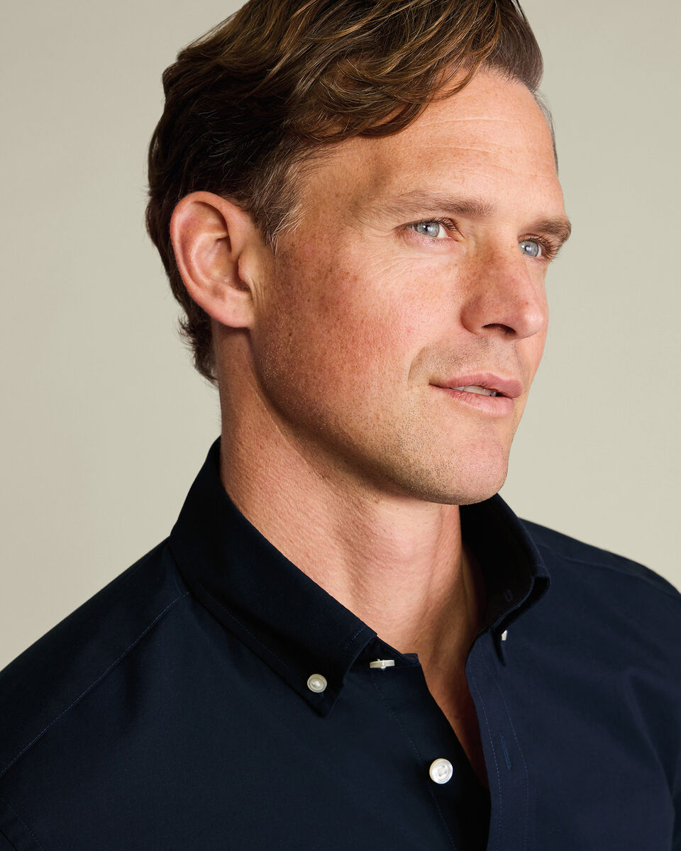 Button-Down Stretch Washed Poplin Shirt – Dark Blue