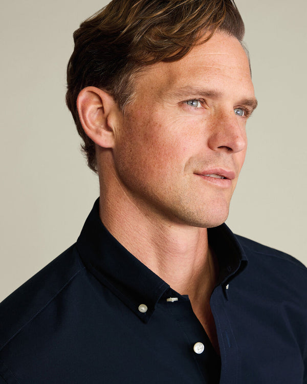 Button-Down Stretch Washed Poplin Shirt – Dark Blue