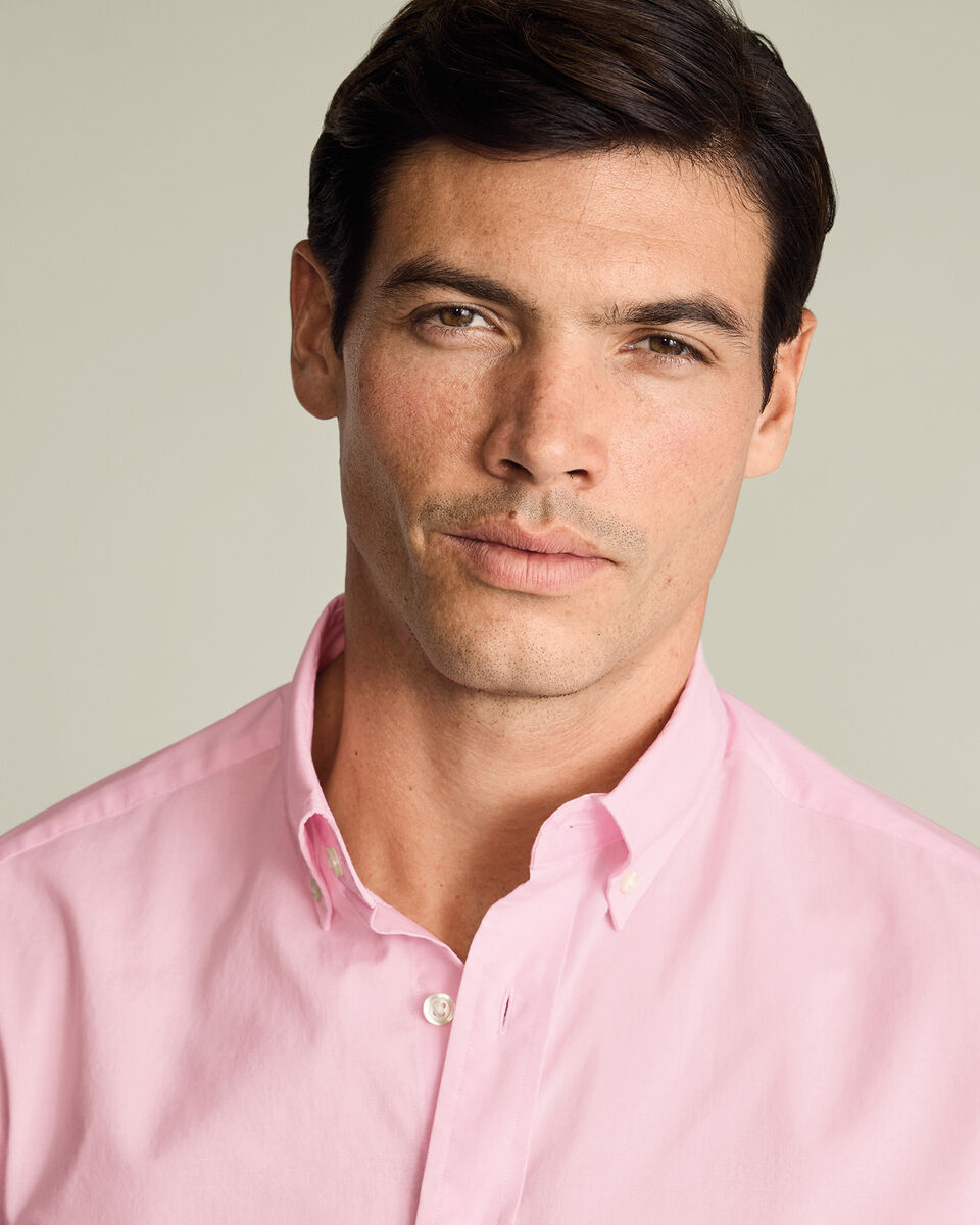 Button-Down Stretch Washed Poplin Shirt – Pink