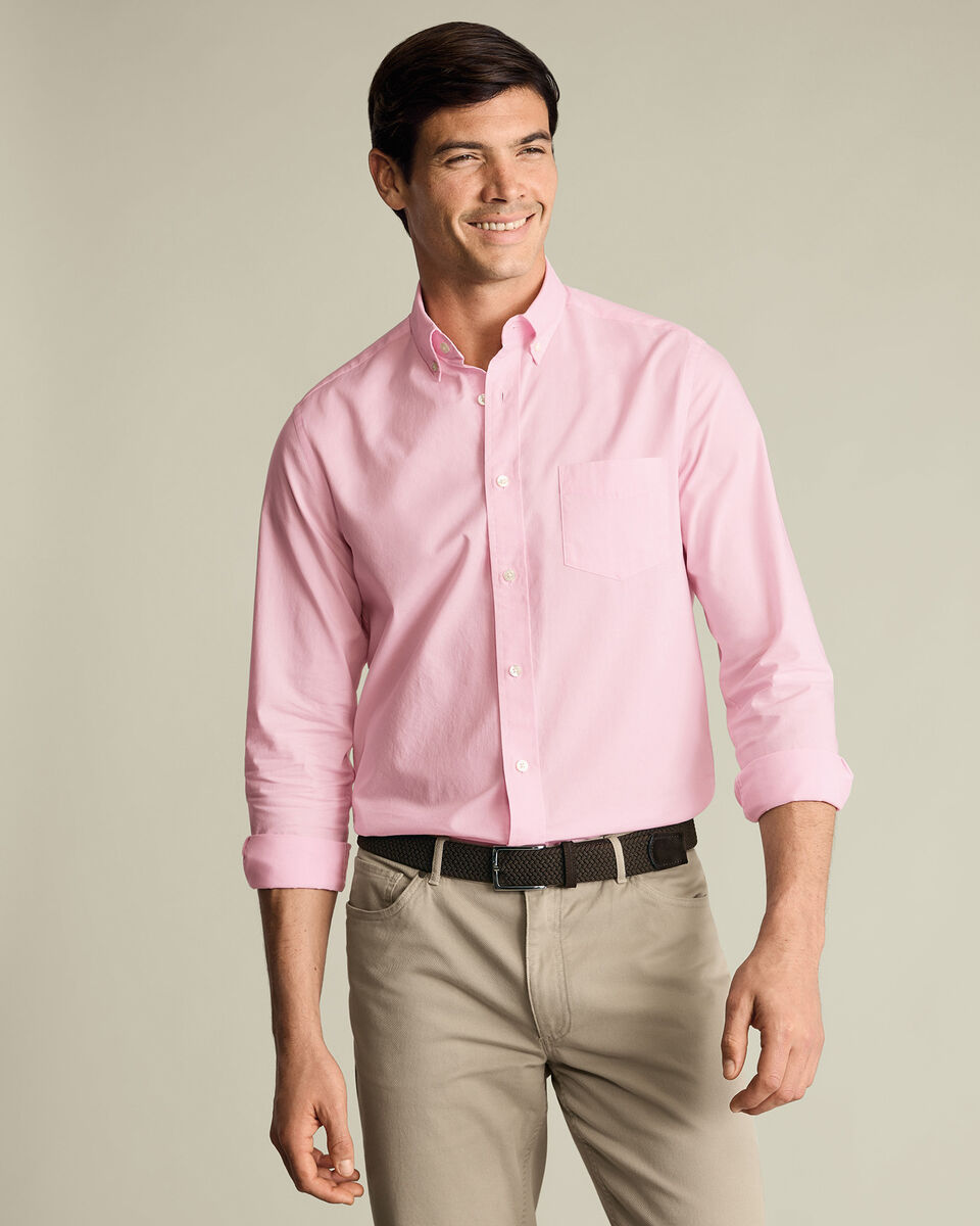 Button-Down Stretch Washed Poplin Shirt – Pink