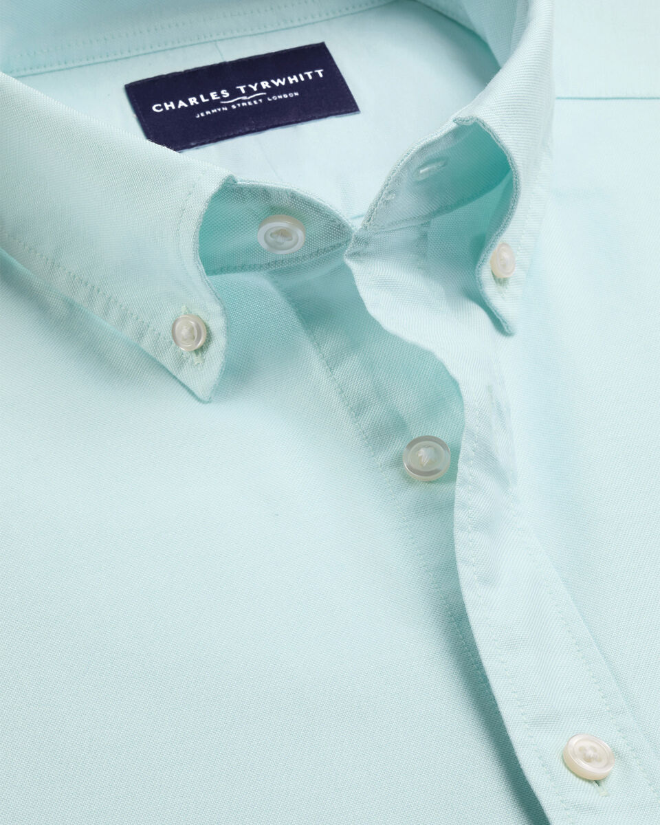 Button-Down Stretch Washed Oxford Shirt - Aqua