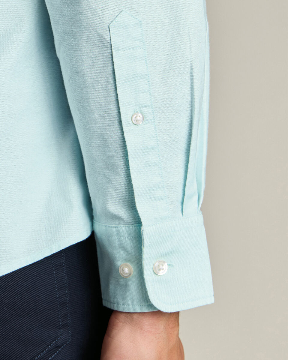 Button-Down Stretch Washed Oxford Shirt - Aqua