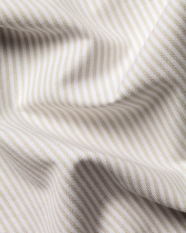 Button-Down Stretch Washed Oxford Stripe Shirt - Stone