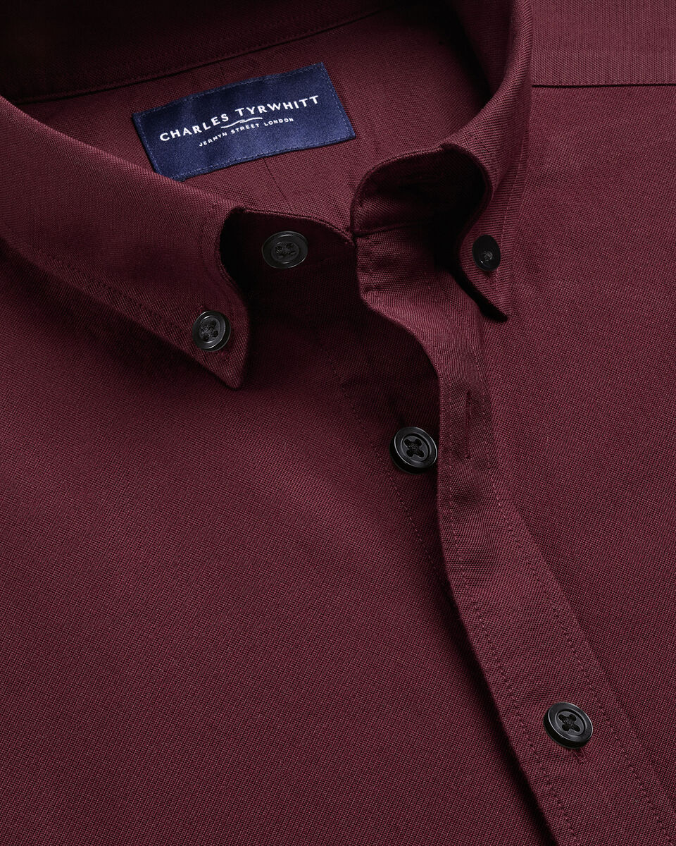 Button-Down Stretch Washed Oxford Shirt - Burgundy Secondary image