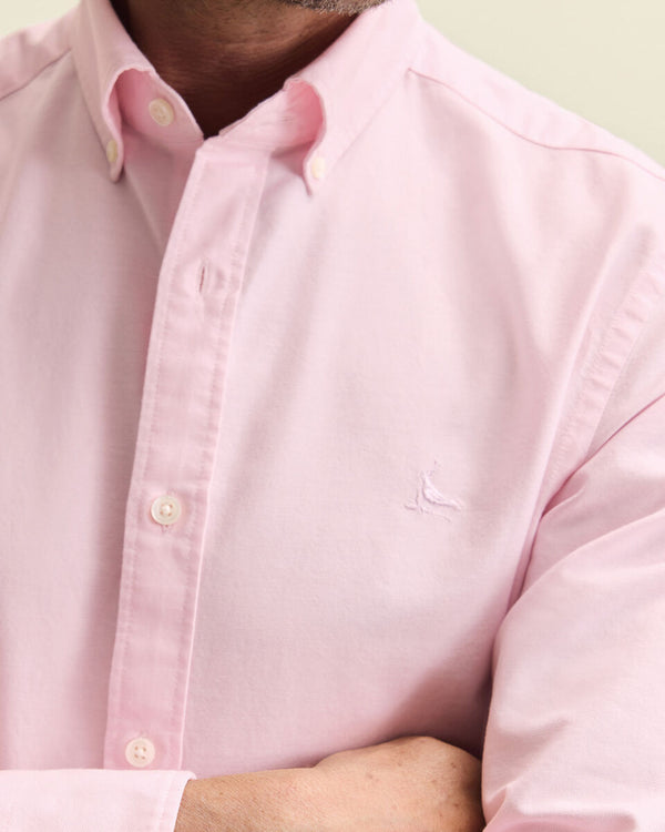 Button-Down Stretch Washed Oxford Shirt - Light Pink