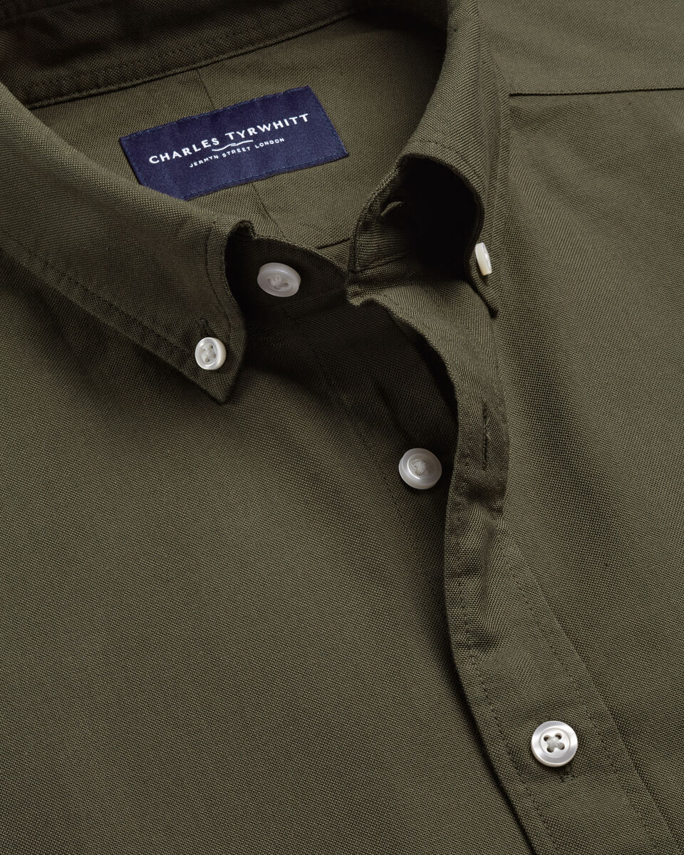 Button-Down Stretch Washed Oxford Shirt - Olive Green Secondary image