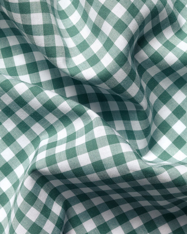 Button-Down Stretch Washed Poplin Gingham Shirt - Green