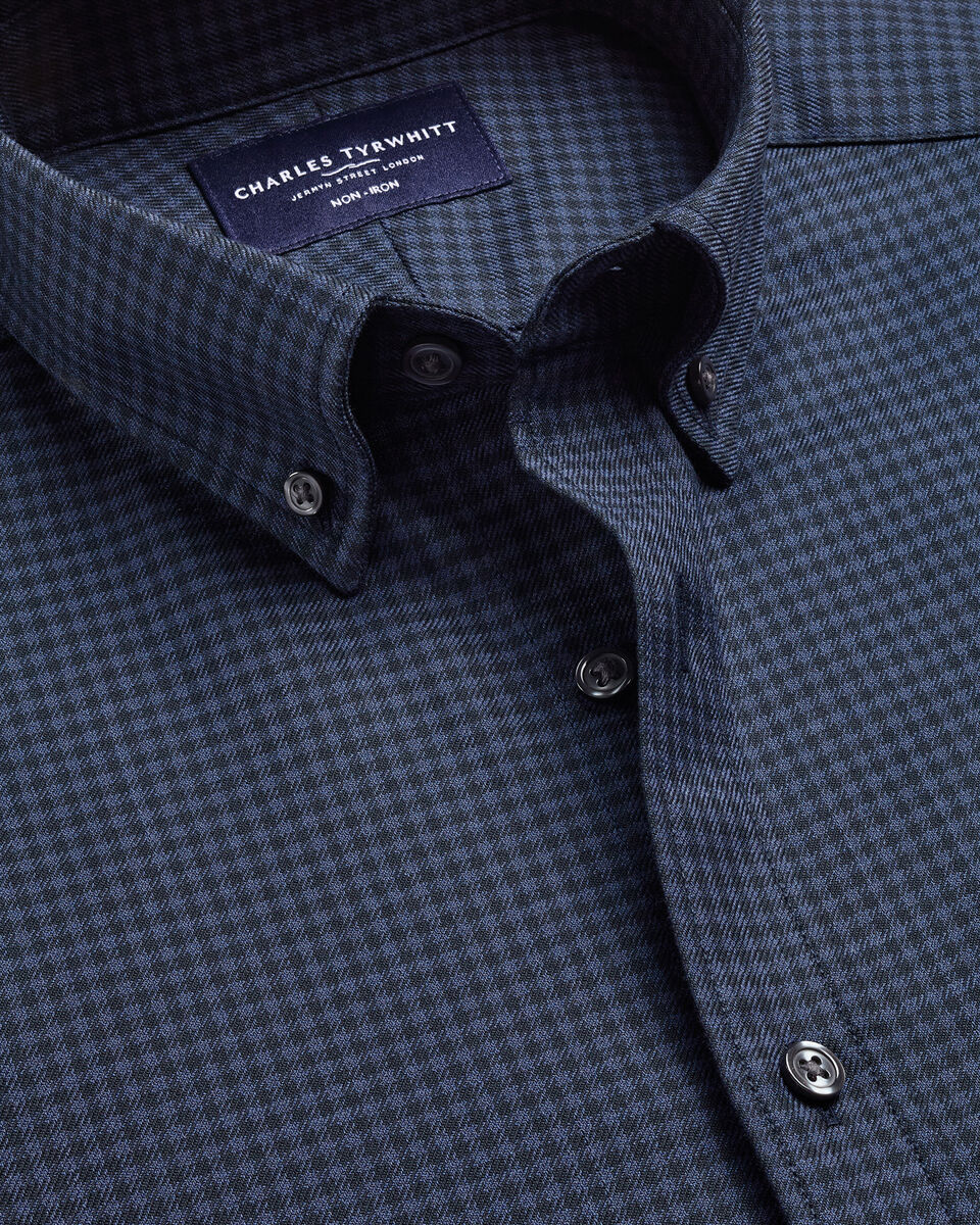 Non-Iron Twill Gingham Shirt - French Blue Secondary image