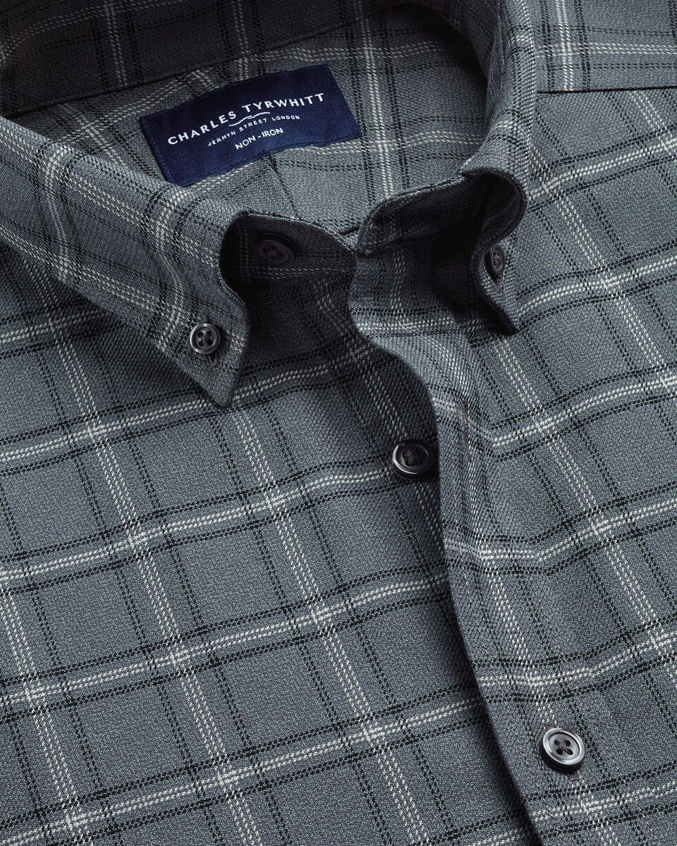 Non-Iron Twill Check Shirt - Graphite Grey Secondary image