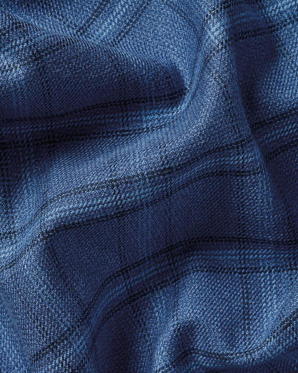 Non-Iron Twill Check Shirt - Indigo Blue