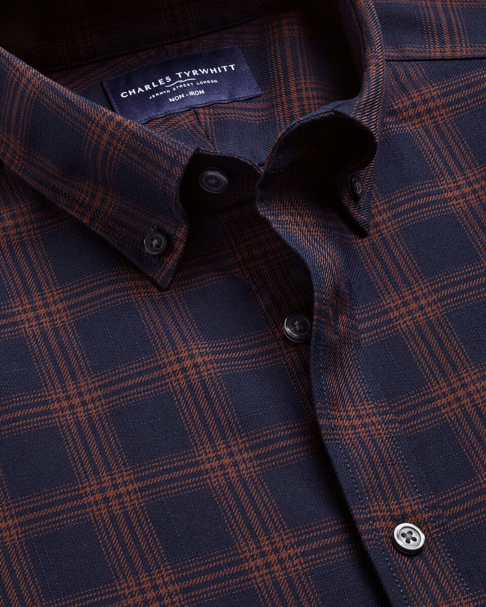Non-Iron Twill Check Shirt - Navy & Amber Secondary image