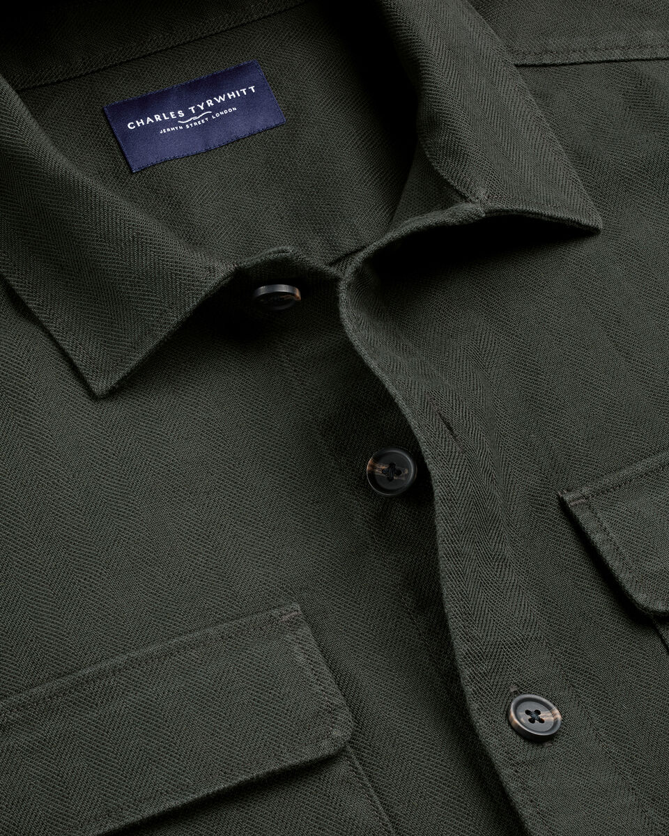 Herringbone Overshirt - Khaki Green Secondary image
