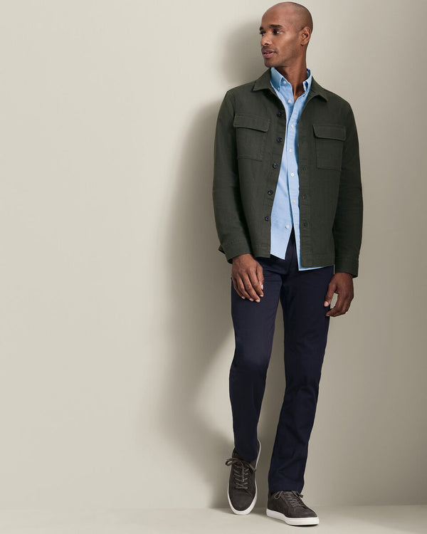 Herringbone Overshirt - Khaki Green