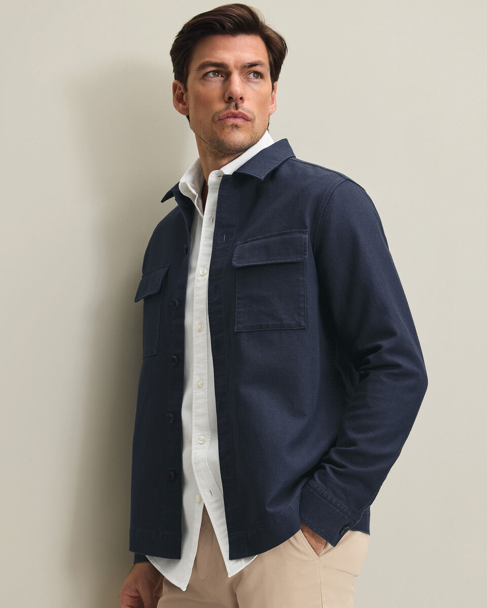 Herringbone Overshirt - Navy Blue Main image