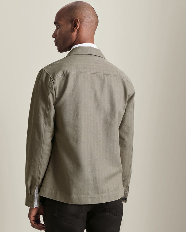 Herringbone Overshirt - Taupe