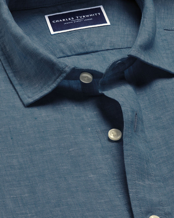 Pure Linen Shirt – Airforce Blue