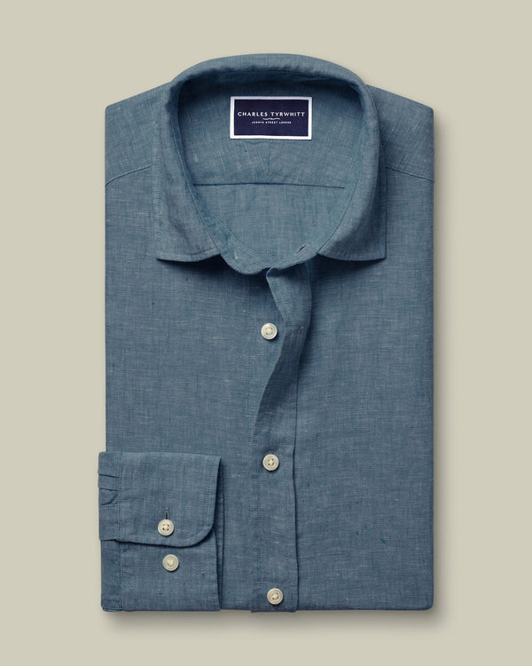 Pure Linen Shirt – Airforce Blue