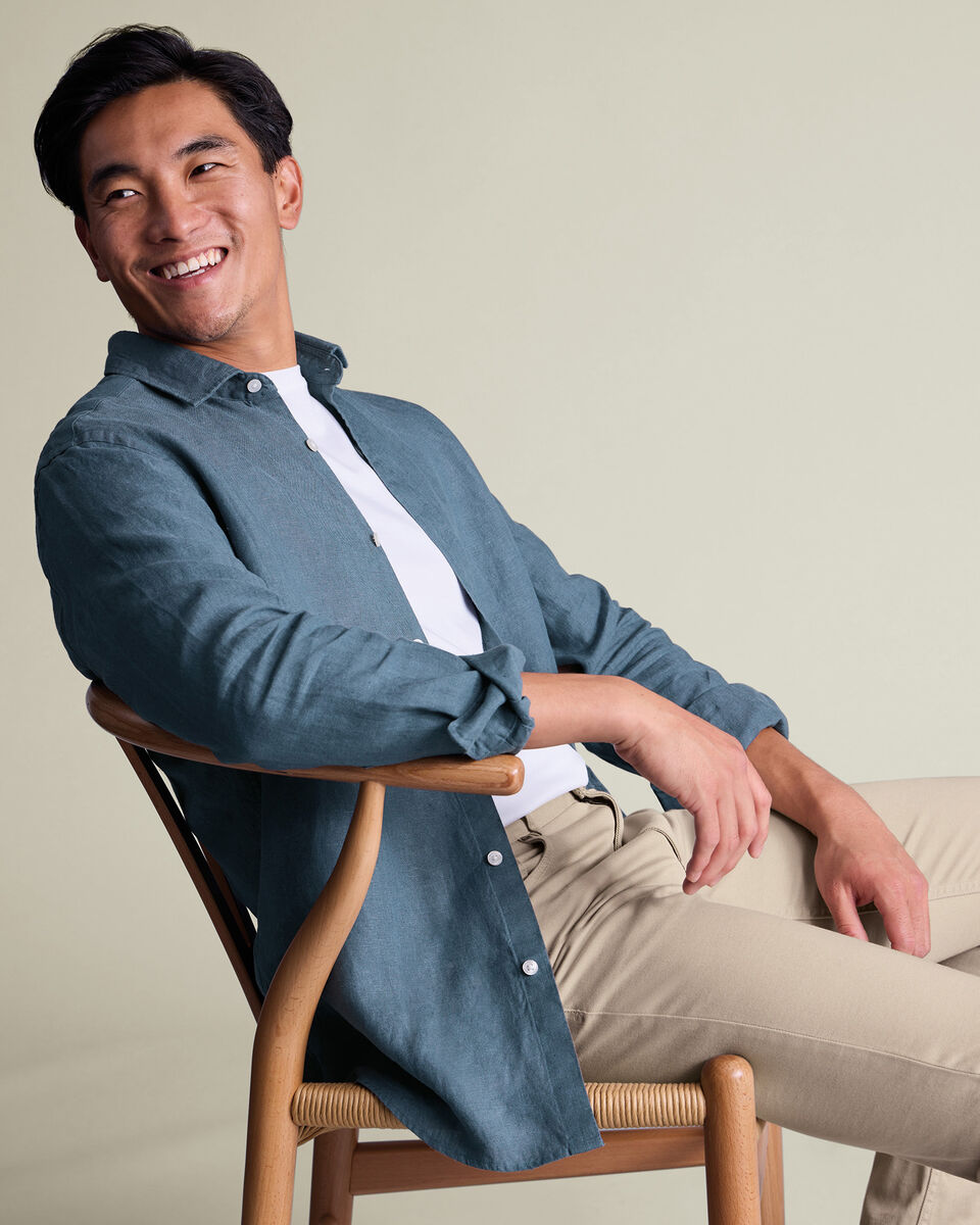 Pure Linen Shirt – Airforce Blue
