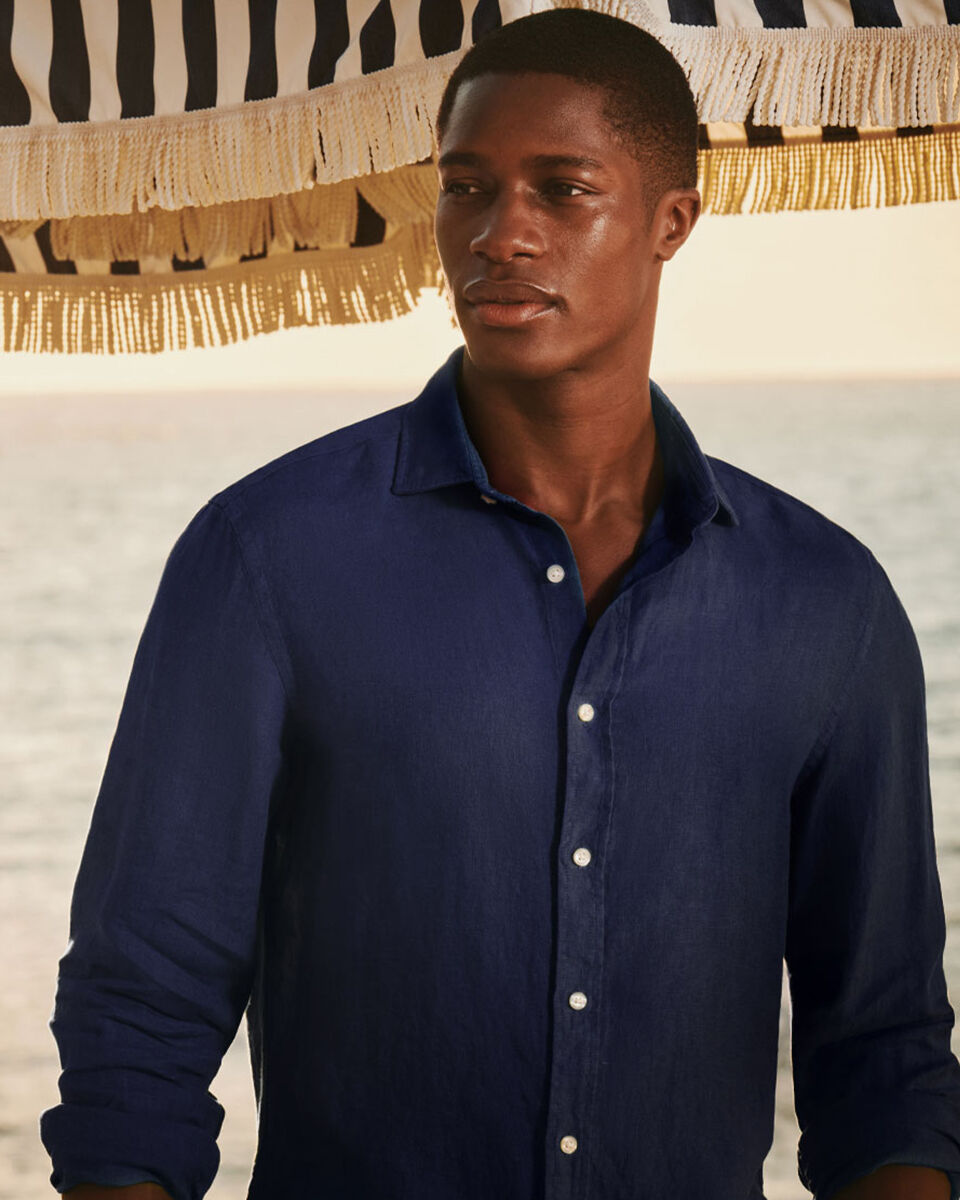 Pure Linen Shirt - Navy
