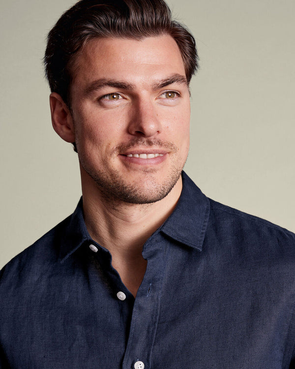 Pure Linen Shirt - Navy