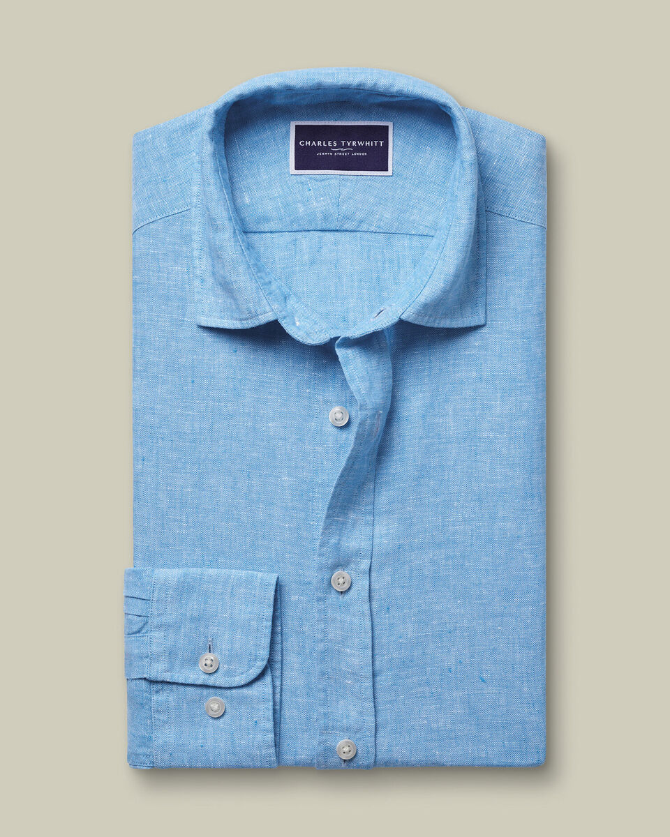 Pure Linen Shirt - Ocean Blue