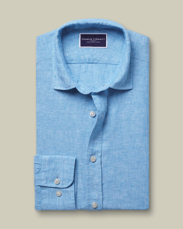 Pure Linen Shirt - Ocean Blue