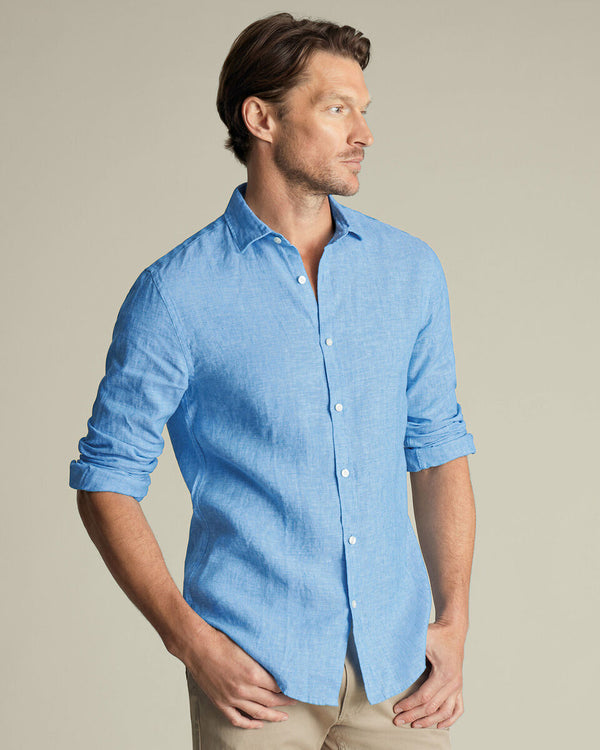 Pure Linen Shirt - Ocean Blue