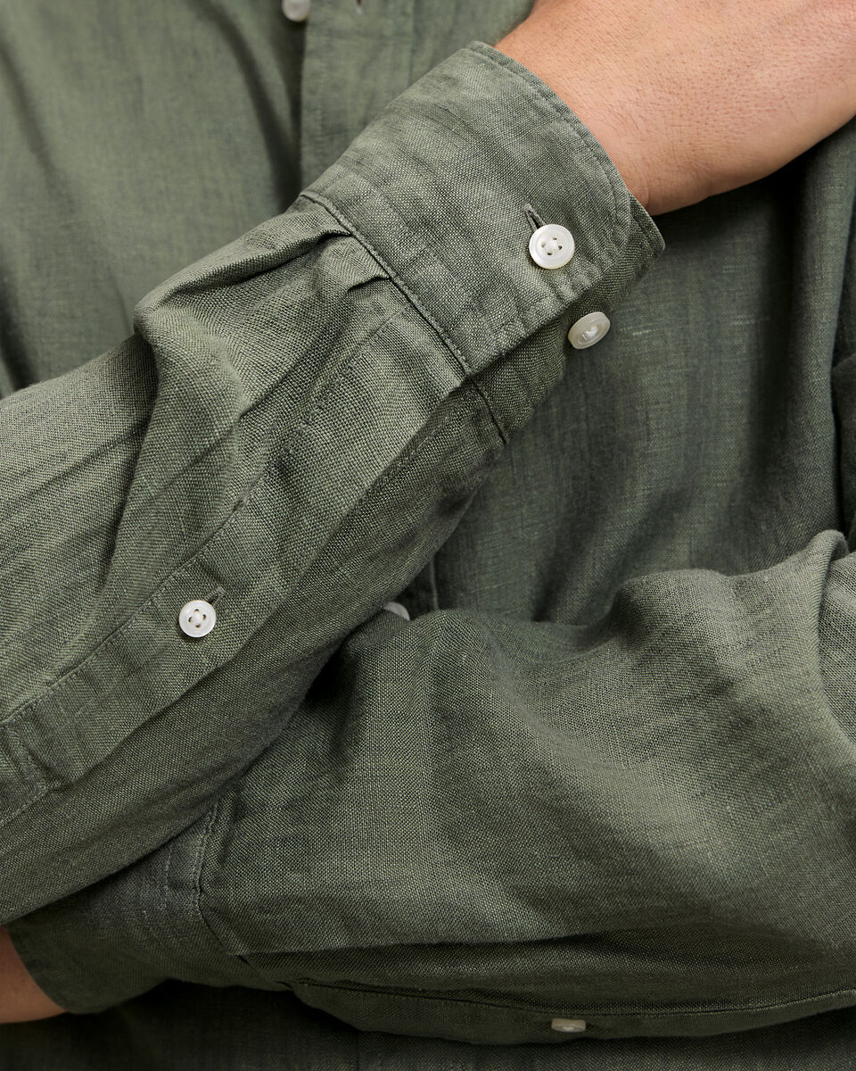 Pure Linen Shirt - Olive Green